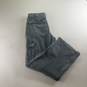 PTCL Ethical Eco Women's 33 Black Washed Barrel Denim Cargo Zipper Jeans HipHop